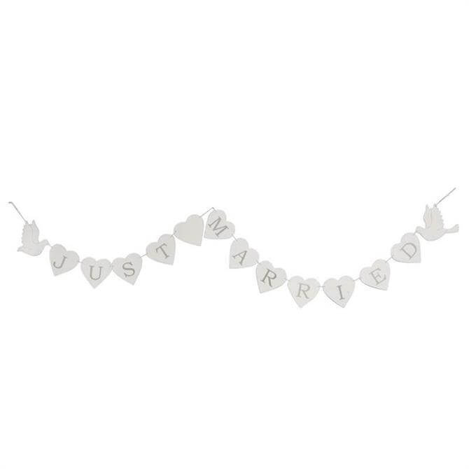 Gisela Graham White Wood Just Married Dove Garland